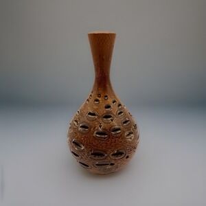 Vintage Banksia Nut Hand Turned Wooden Vase Or Incense Burner Australian Unique